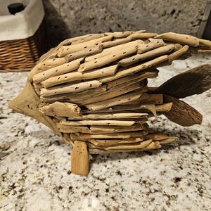 Rustic Driftwood Fish Sculpture